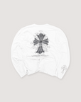 Chrome Hearts Cemetery Cross Scroll Longsleeve White (Pre-Owned)
