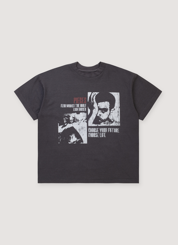 Pieces Future Tee shirt Vintage Black with graphic front view Future Tee Vintage Black - Authenticated T-shirts | Pieces Los Angeles