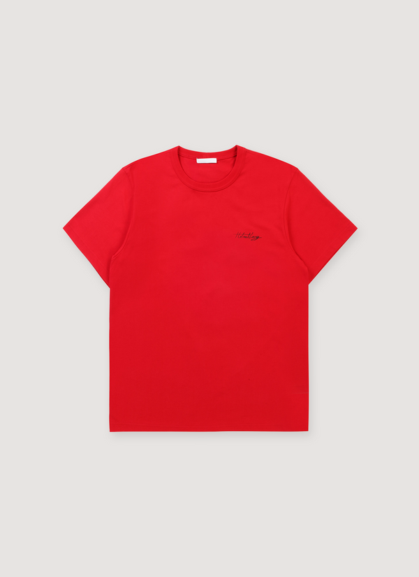 Helmut Lang Sketch Tee Shirt Deep Red with little cursive black logo text Sketch Tee Deep Red - Authenticated T-shirts | Pieces Los Angeles