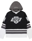 Murd333r.FM LA IC333 Hooded Hockey Jersey Black White