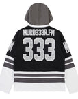 Murd333r.FM LA IC333 Hooded Hockey Jersey Black White