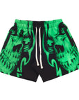 Vertabrae Skull Face Shorts Black Green