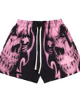 Vertabrae Skull Face Shorts Black Pink
