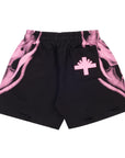 Vertabrae Skull Face Shorts Black Pink