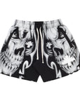 Vertabrae Skull Face Shorts Black White
