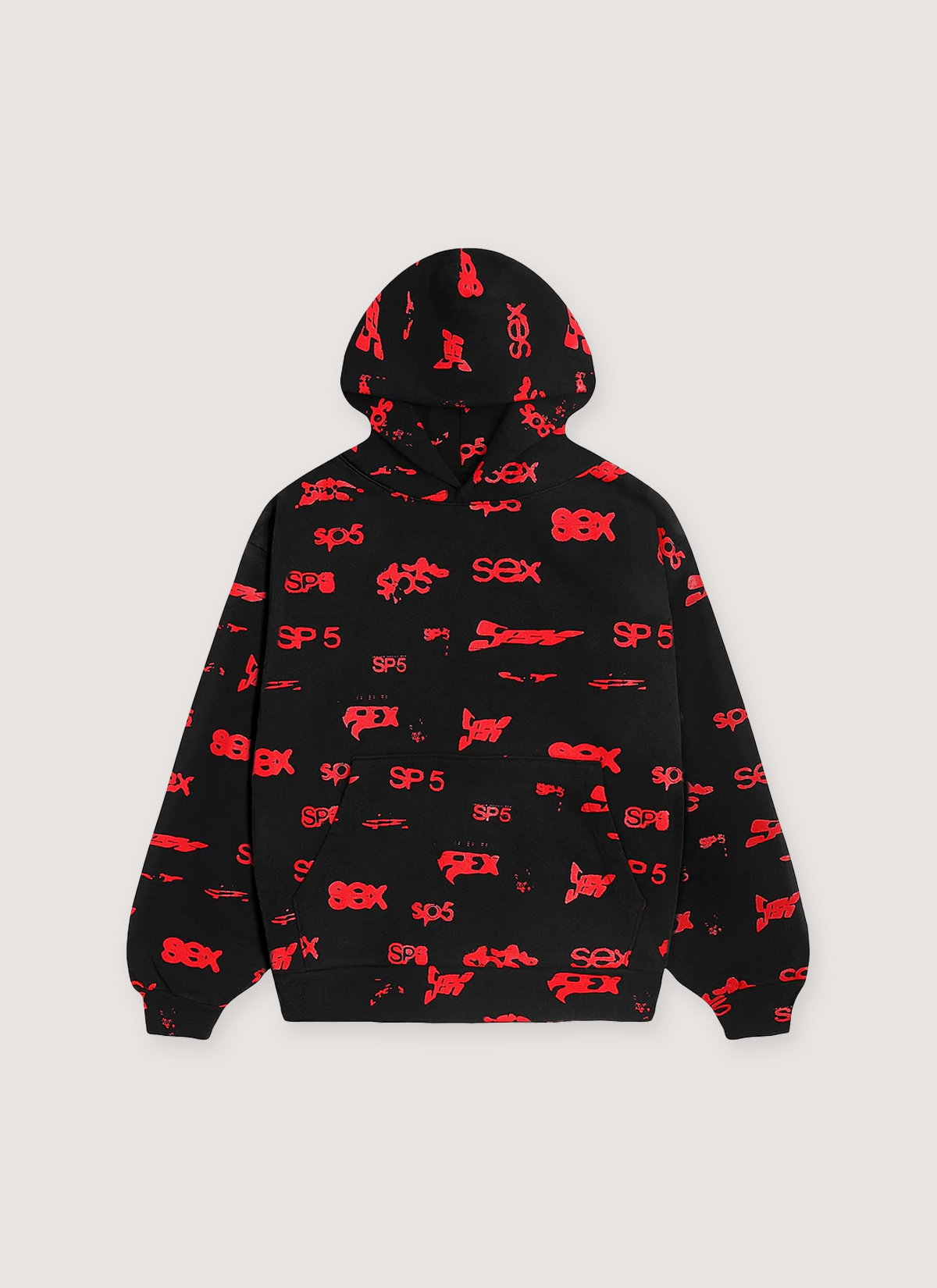 Sp5der Worldwide SEX AOP Sweatshirt Black Red