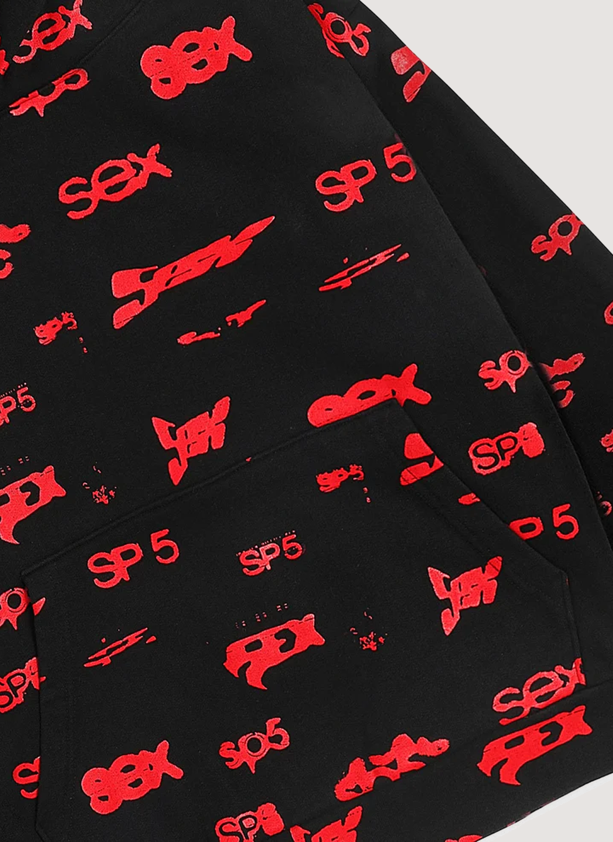 Sp5der Worldwide SEX AOP Sweatshirt Black Red