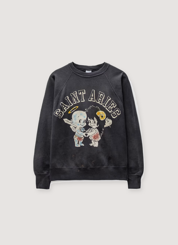 Saint Michael Saint Aries Crewneck Sweater Vintage Black Saint Aries Crewneck Sweater Vintage Black - Authenticated Sweaters | Pieces Los Angeles