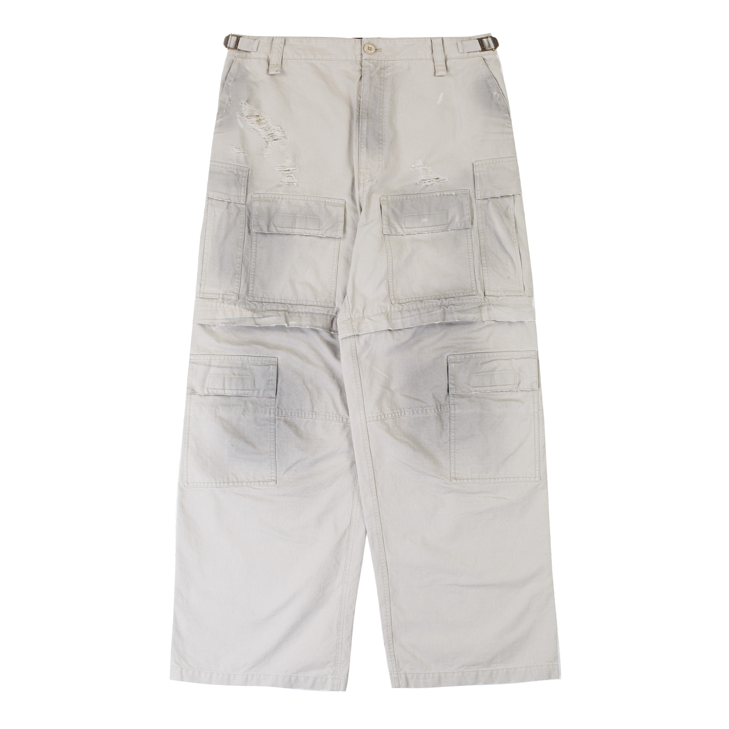 Balenciaga Convertible Distressed Cargo Trouser Dirty White