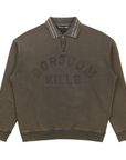 Boredom Kills Logo Quarter Zip Sweater Vintage Olive