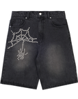 Boredom Kills BK Spider Jorts Washed Black