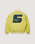 Sp5der Worldwide Leather Logo Bomber Jacket Yellow