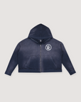 Hellstar Logo Zip Up Sweatshirt Vintage Navy