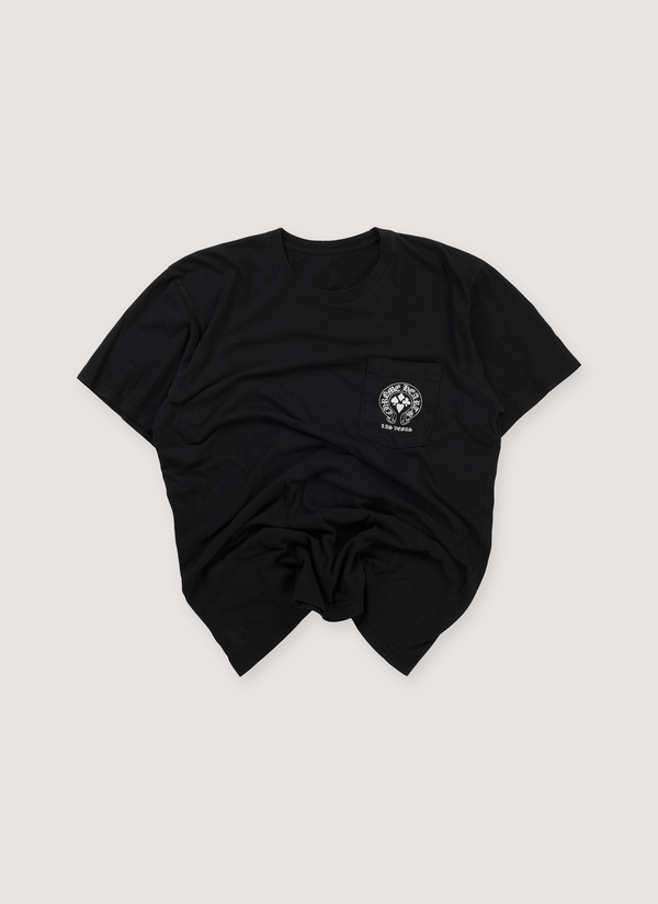 Chrome Hearts Las Vegas Exclusive Tee Shirt Black (Pre-Owned), front chest pocket, white screen printed logo, front view Las Vegas Exclusive Tee Black (Pre-Owned) - Authenticated T-shirts | Pieces Los Angeles