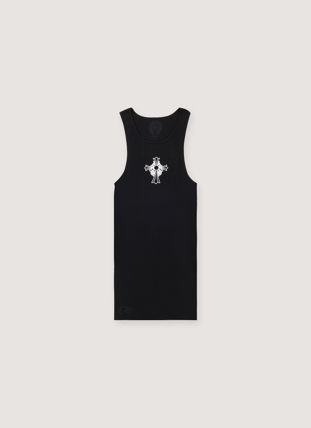 トップス Chrome hearts rib Tank Top old model Vintage Chrome Hearts 'T-Bar' Cross Logo Ribbed Tank Top