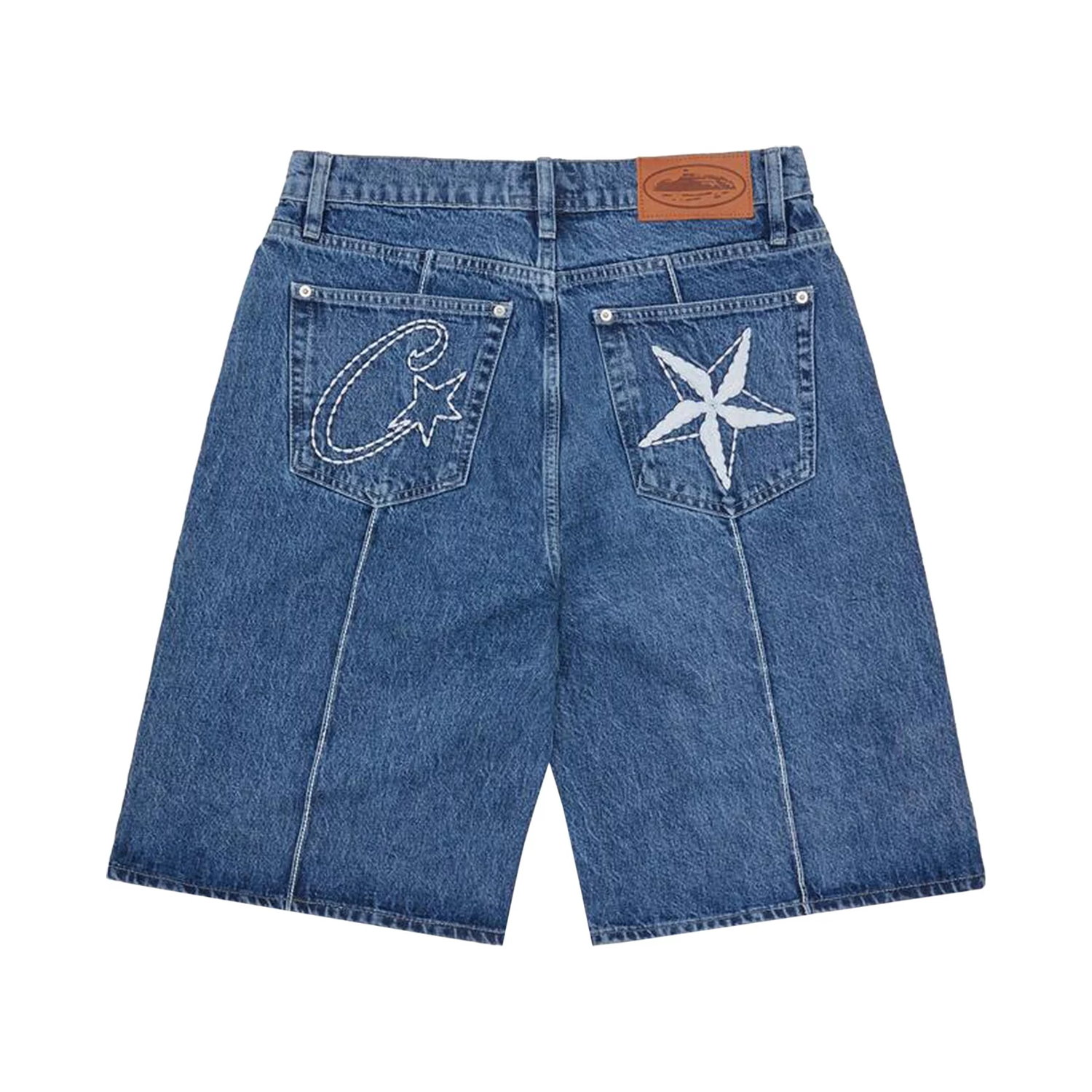 Corteiz C Star Denim Shorts Faded Indigo