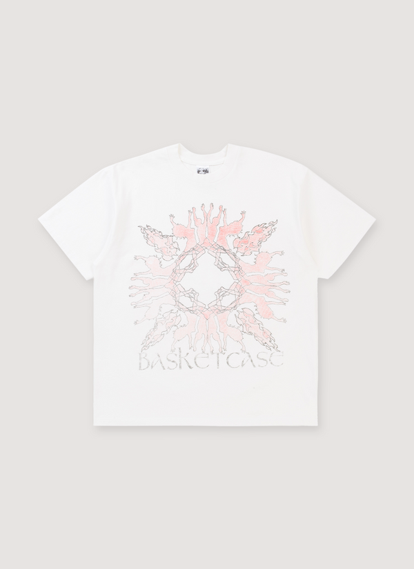 Basketcase Gallery Exodia Tee Shirt Vintage White with 330 gsm 9.5 oz cotton, vintage pigment dye, printed logos, front view Exodia Tee Vintage White - Authenticated T-shirts | Pieces Los Angeles