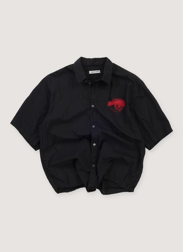 Undercover Bug Embroidered Shirt Black Red (Pre-Owned) button up closure, printed red logo, embroidered details, front view Bug Embroidered Shirt Black Red (Pre-Owned) - Authenticated Shirts | Pieces Los Angeles