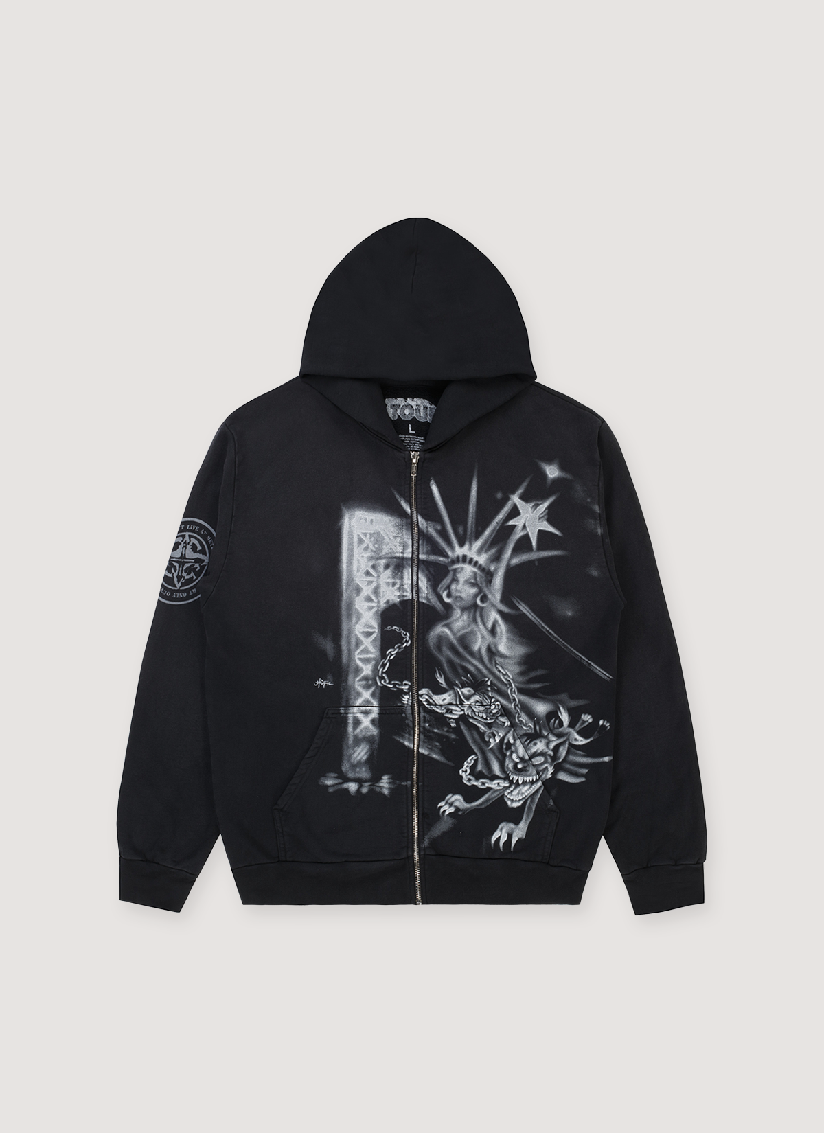 Freedom Zip Up Sweatshirt Black – PIECES