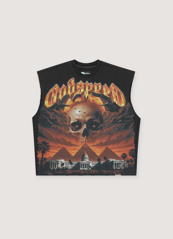 Godspeed New York Echoes Empire Sleeveless Tee Black Wash Echoes Empire Sleeveless Tee Black Wash - Authenticated Sleeveless | Pieces Los Angeles