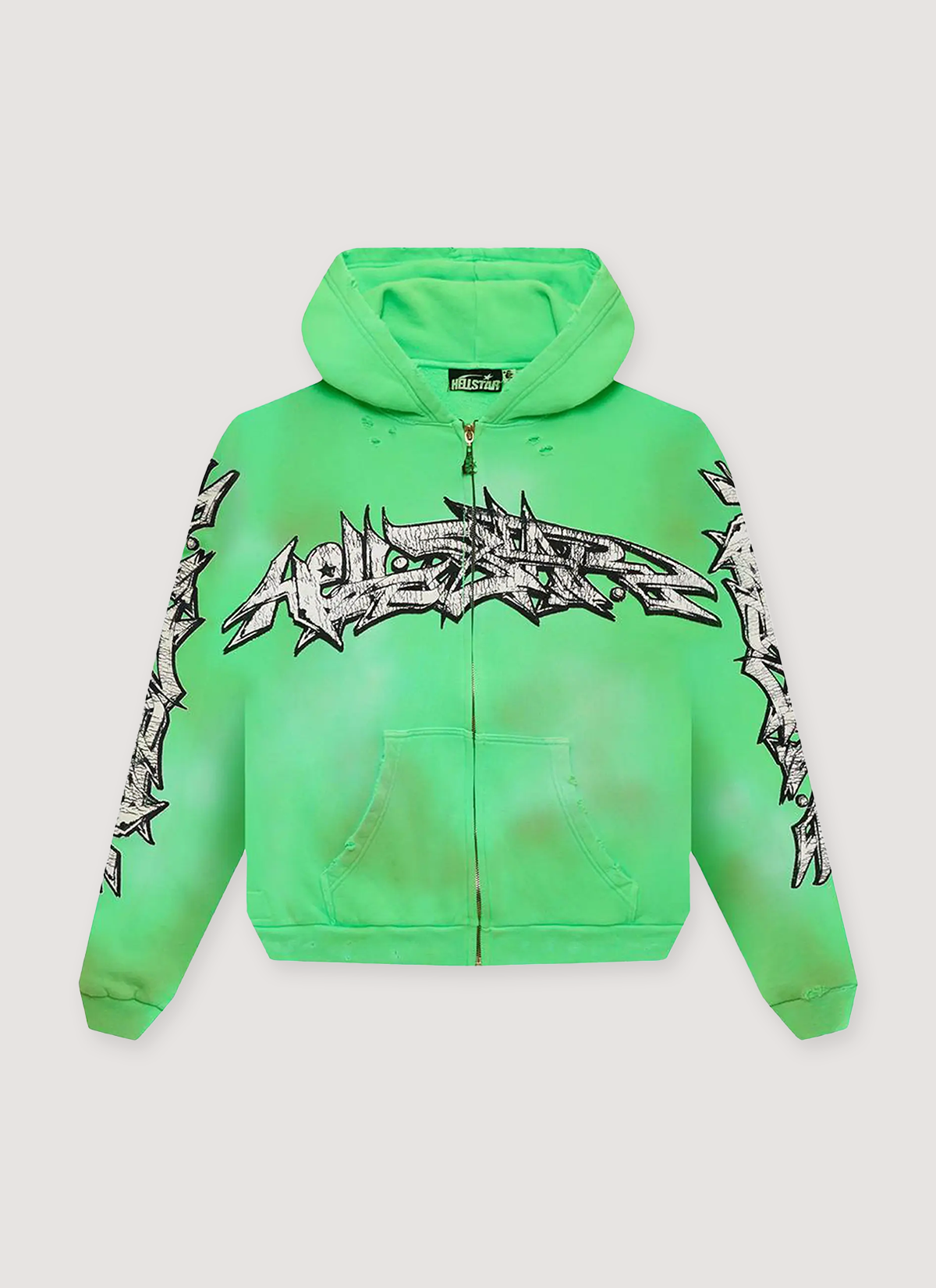 Hellstar グラフィックパーカー Hellstar Grafitti Zip Up Sweatshirt Green – PIECES