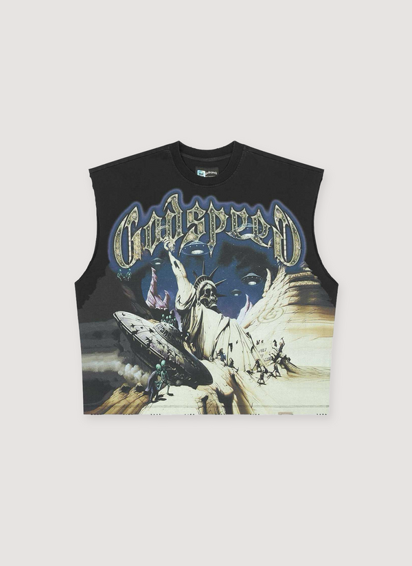 Godspeed New York The Landing Sleeveless Tee Black The Landing Sleeveless Tee Black - Authenticated Sleeveless | Pieces Los Angeles