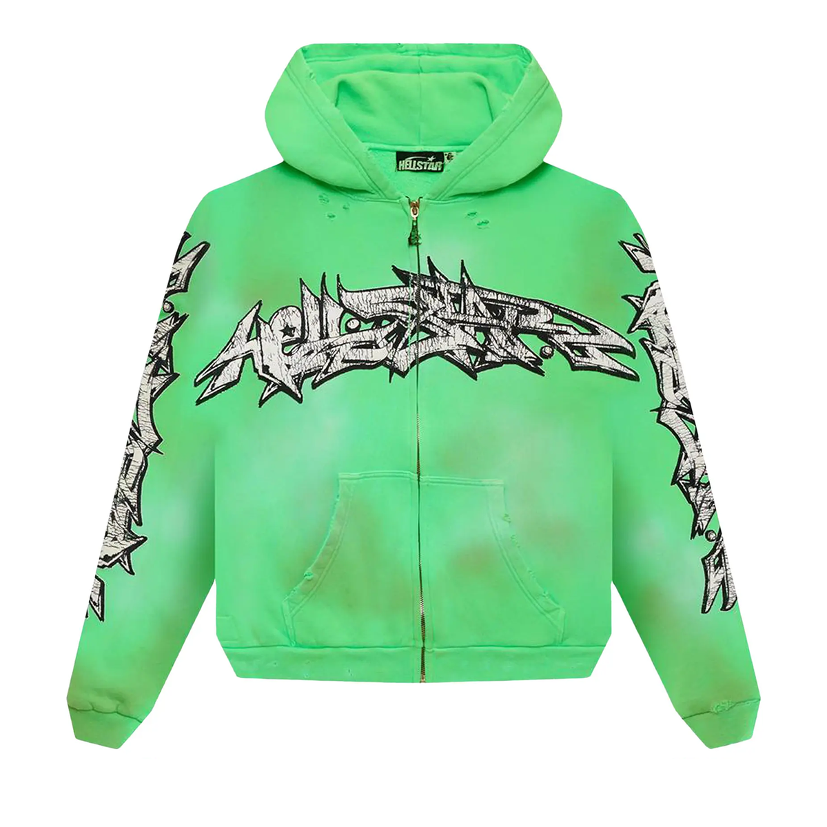 Hellstar Grafitti Zip Up Sweatshirt Green – PIECES