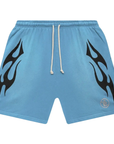 Hellstar Flame Shorts Baby Blue Black