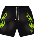 Hellstar Flame Shorts Black Green