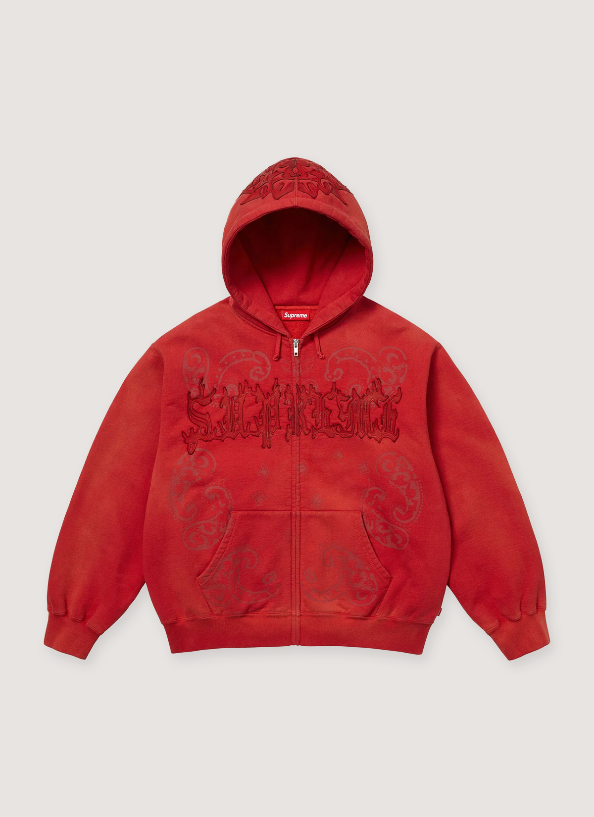 Supreme Leather Appliqué Zip Up Sweatshirt – PIECES Supreme Leather Appliqué Zip Up Sweatshirt – PIECES