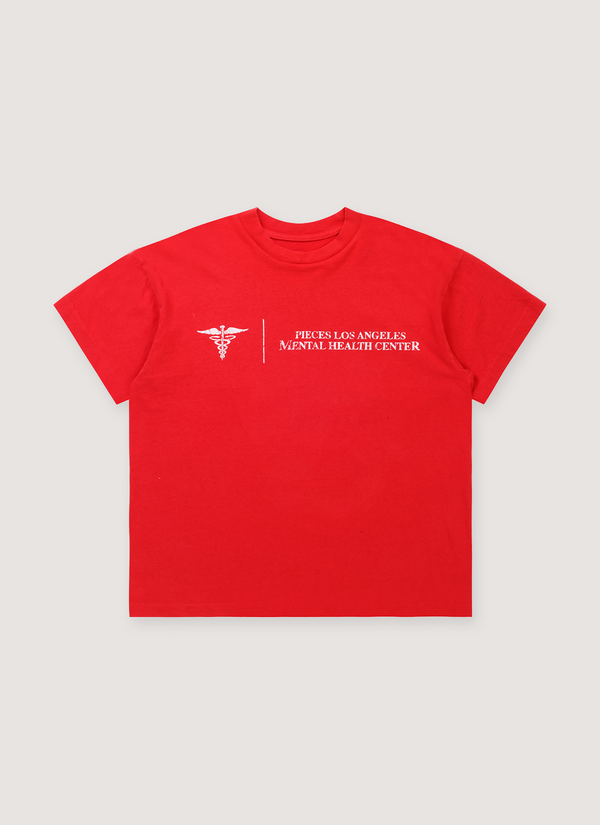 Pieces Mental Health Tee shirt Vintage Red with white text front view Mental Health Tee Vintage Red - Authenticated T-shirts | Pieces Los Angeles