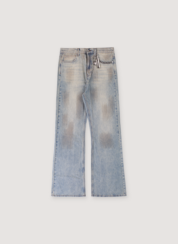 Alcie Hollywood Palladium Jeans Garage Wash cotton denim jeans dirty, front view Palladium Jeans Garage Wash - Authenticated Jeans | Pieces Los Angeles