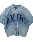 Amiri Sunfaded Baseball Shirt Indigo (Pre-Owned)