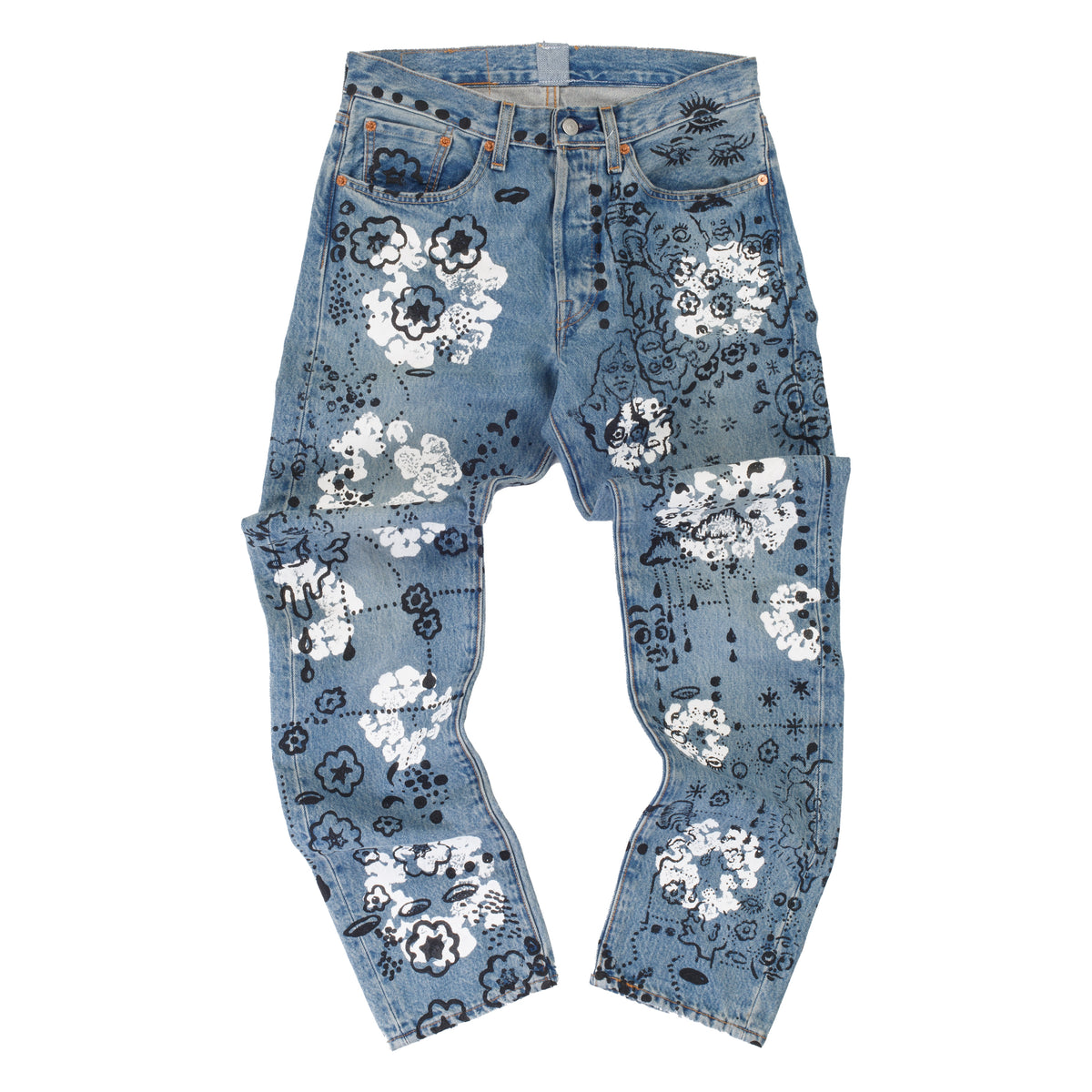 け*ん様 Denim tears×Levis 501 Denim Tears x Levi's 501 Cotton Wreath Logo Jeans Light Wash