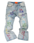 Who Decides War Testing You Flared Beaded Denim Light Indigo (Pre-Owned)
