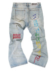 Who Decides War Testing You Flared Beaded Denim Light Indigo (Pre-Owned)