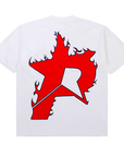 Pieces P Star Flame Tee Off White Scarlet