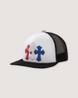 Chrome Hearts 4th of July Cross Trucker Hat Black White