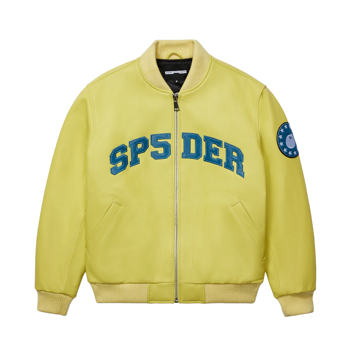 Sp5der Worldwide Leather Logo Bomber Jacket Yellow – PIECES