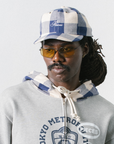 Pieces Street Hat Cream Navy Plaid