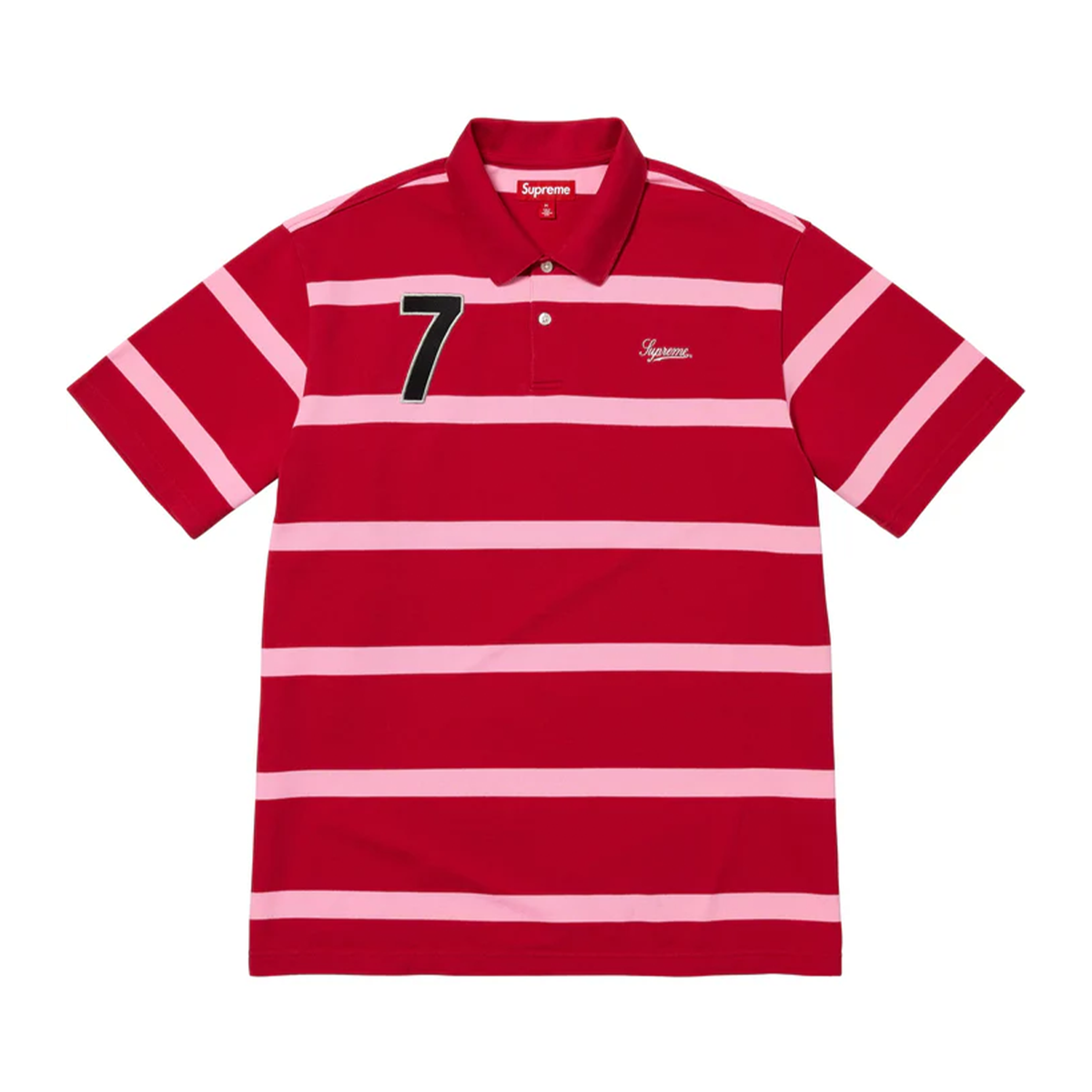 トップス Supreme Cursive Polo red M Supreme Cursive Polo Red Stripe – PIECES