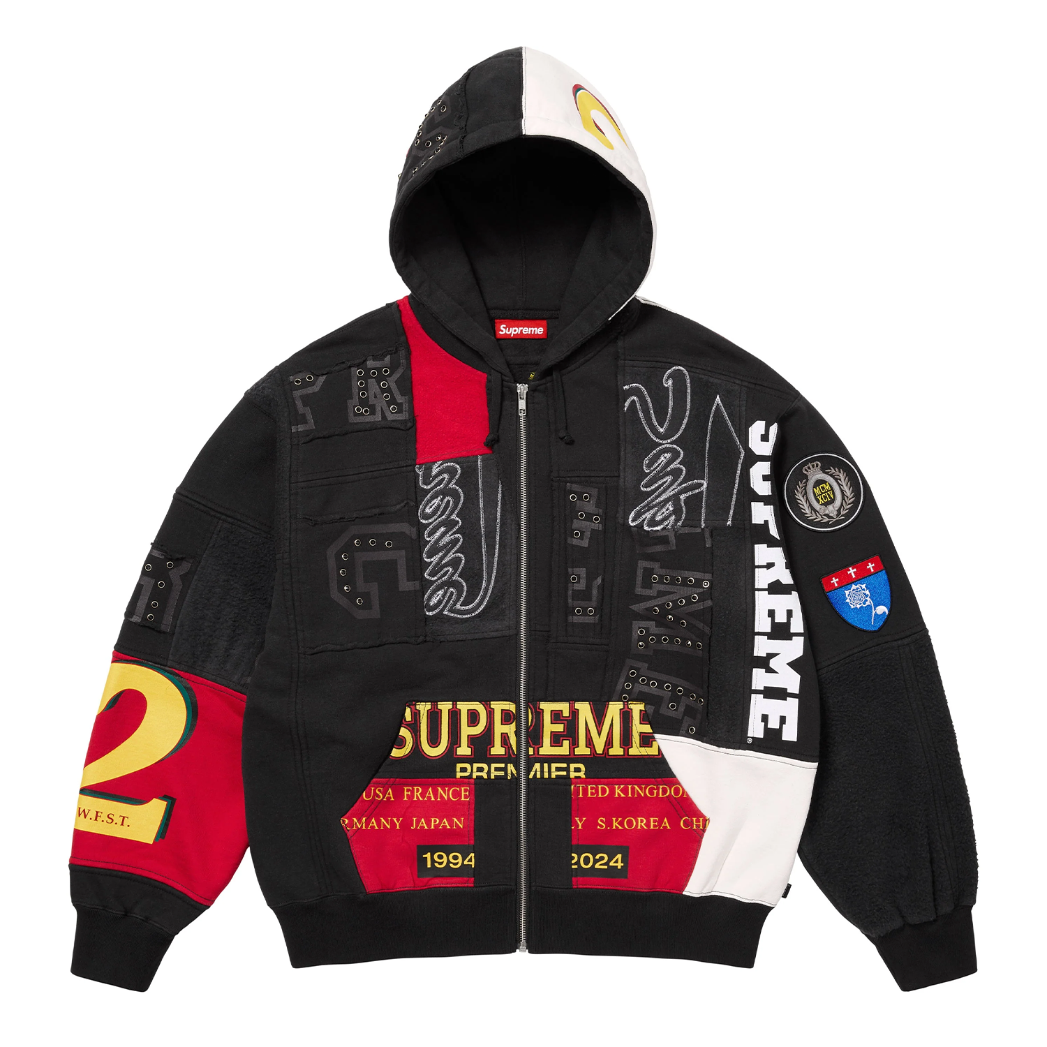 Supreme Patchwork Zip Up Sweatshirt Black – PIECES