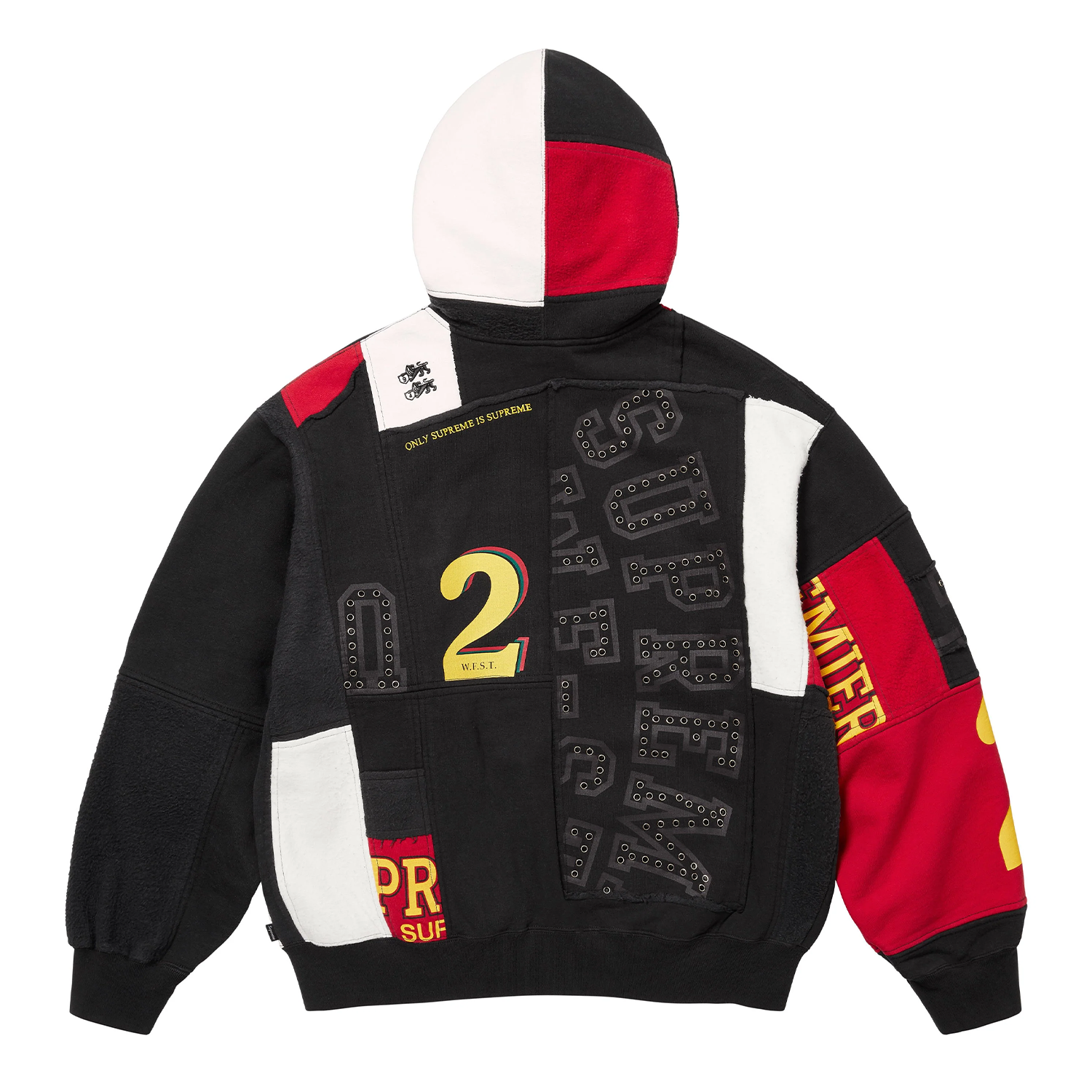【春物セール】Supreme PATCHWORKHOODEDSWEATSHIRT Supreme Patchwork Zip Up Sweatshirt Black – PIECES