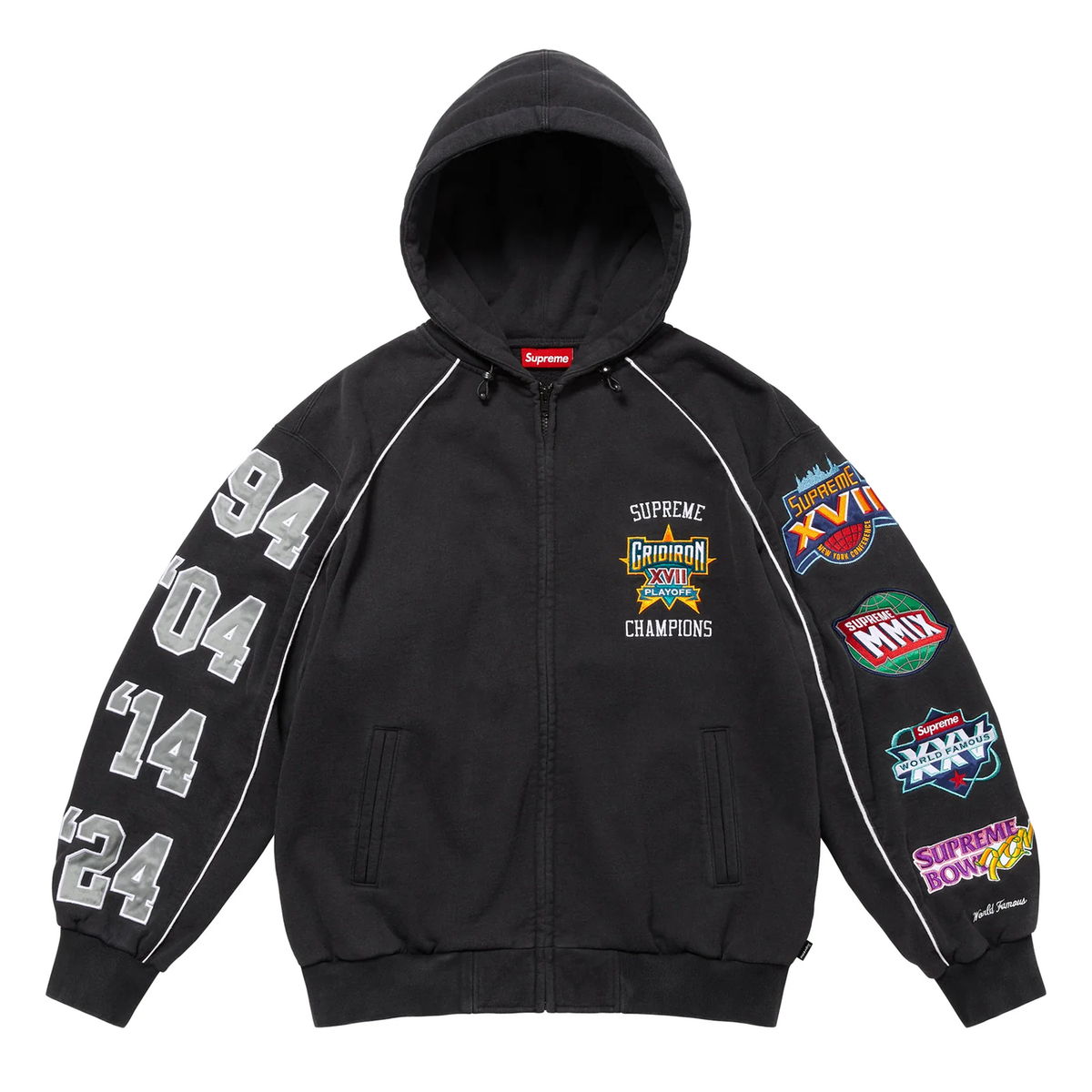 スケートボード Supreme Playoffs Zip Up HoodedSweatshirt sup-playoff-hood-blk1_9556f5f9