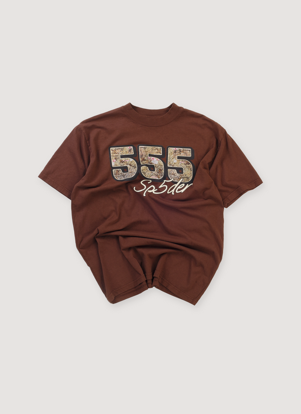 Sp5der Worldwide 555 Tee Shirt Brown (Pre-Owned) front view 555 Tee Brown (Pre-Owned) - Authenticated T-shirts | Pieces Los Angeles