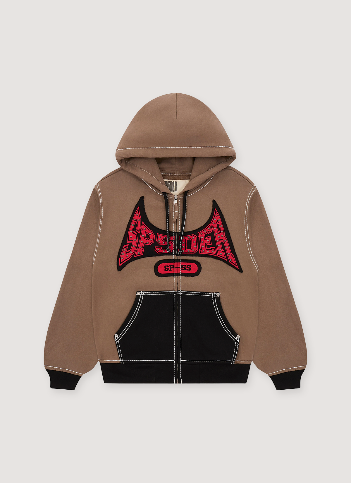 Sp5der Worldwide T&F Zip Sweatshirt Brown