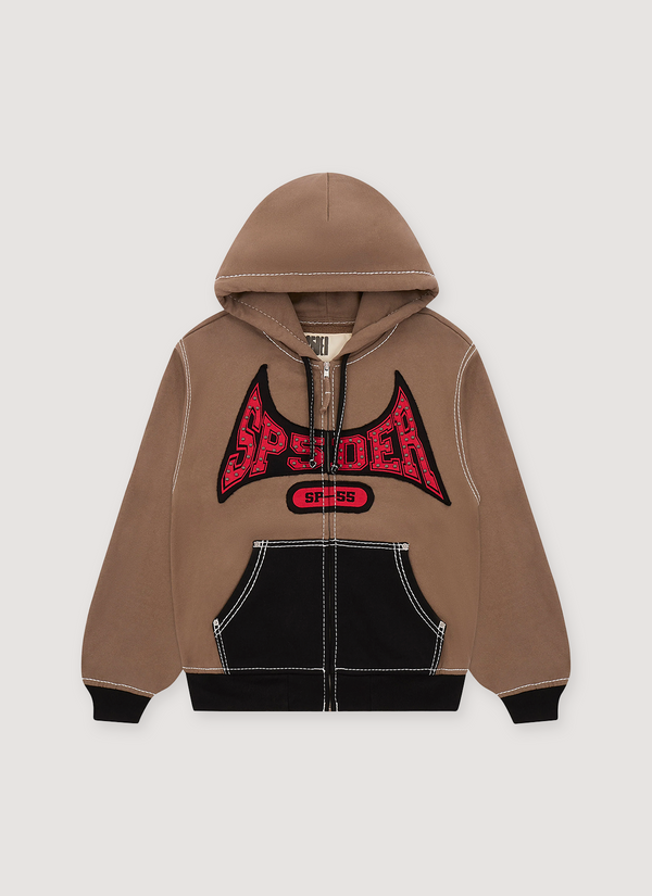 Sp5der Worldwide T&F Zip Sweatshirt Brown T&F Zip Sweatshirt Brown - Authenticated Sweatshirts | Pieces Los Angeles