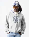 Pieces TKYPD Plaid Hooded Zip Up Sweatshirt Heather Grey