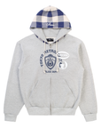 Pieces TKYPD Plaid Hooded Zip Up Sweatshirt Heather Grey