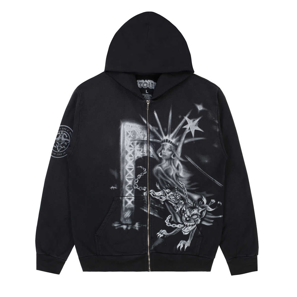 Travis Scott Freedom Zip Up Sweatshirt Black – PIECES Travis Scott Freedom Zip Up Sweatshirt Black – PIECES
